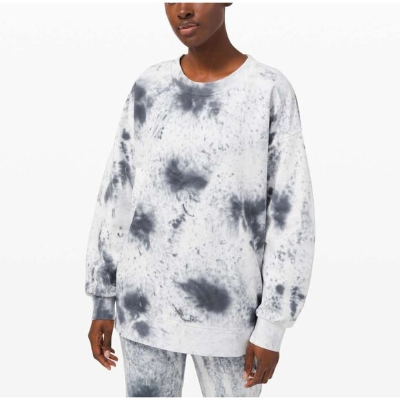Lululemon Pullover Perfectly Oversized Crew Tie Dye Marble Dye Classic Navy Sz 6 - Picture 1 of 10